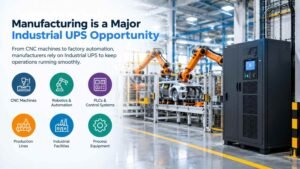 Industrial UPS applications for CNC machines, robotics, PLCs and manufacturing automation