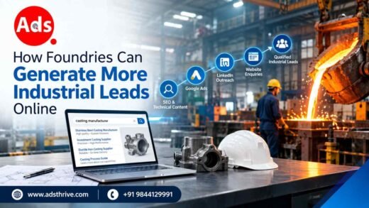 Modern foundry using SEO, Google Ads, LinkedIn and digital marketing to generate industrial leads and RFQs