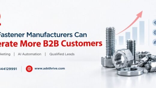 Fasteners displayed in a modern manufacturing facility with digital lead generation concept