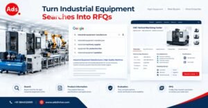 Industrial equipment search results leading to technical product information and an RFQ