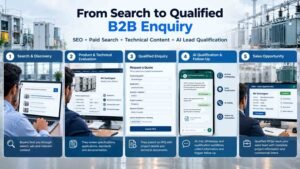 Digital marketing journey from electrical equipment search to qualified RFQ and sales opportunity