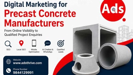 Digital marketing strategy for precast concrete manufacturers featuring SEO, local SEO, mobile optimisation, AI chatbot and qualified lead generation.