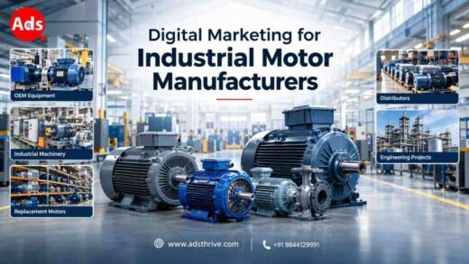 Industrial motor manufacturing facility showing motors for multiple B2B applications