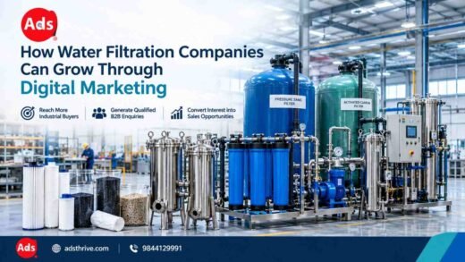 Industrial water filtration manufacturing facility displaying pressure sand filters, activated carbon vessels, cartridge filter housings and commercial filtration equipment.