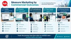 Industrial waste management marketing dashboard tracking visibility, enquiries, lead qualification, quotations and contracts