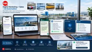 Digital marketing and AI automation system connecting wastewater treatment companies with qualified industrial enquiries